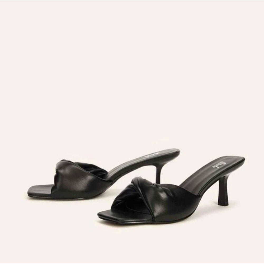 SHEIN MOTF Premium PU Leather Twist Mules
